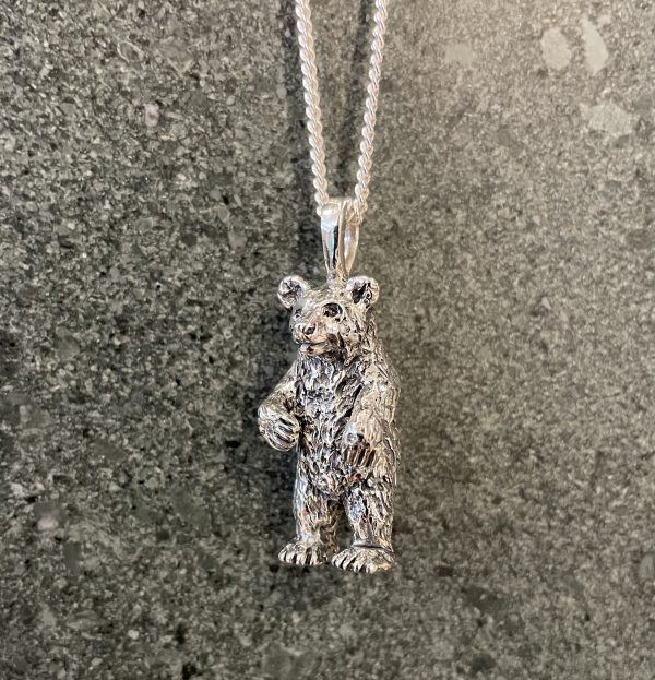Handmade Solid Silver, Grizzly Bear Necklace