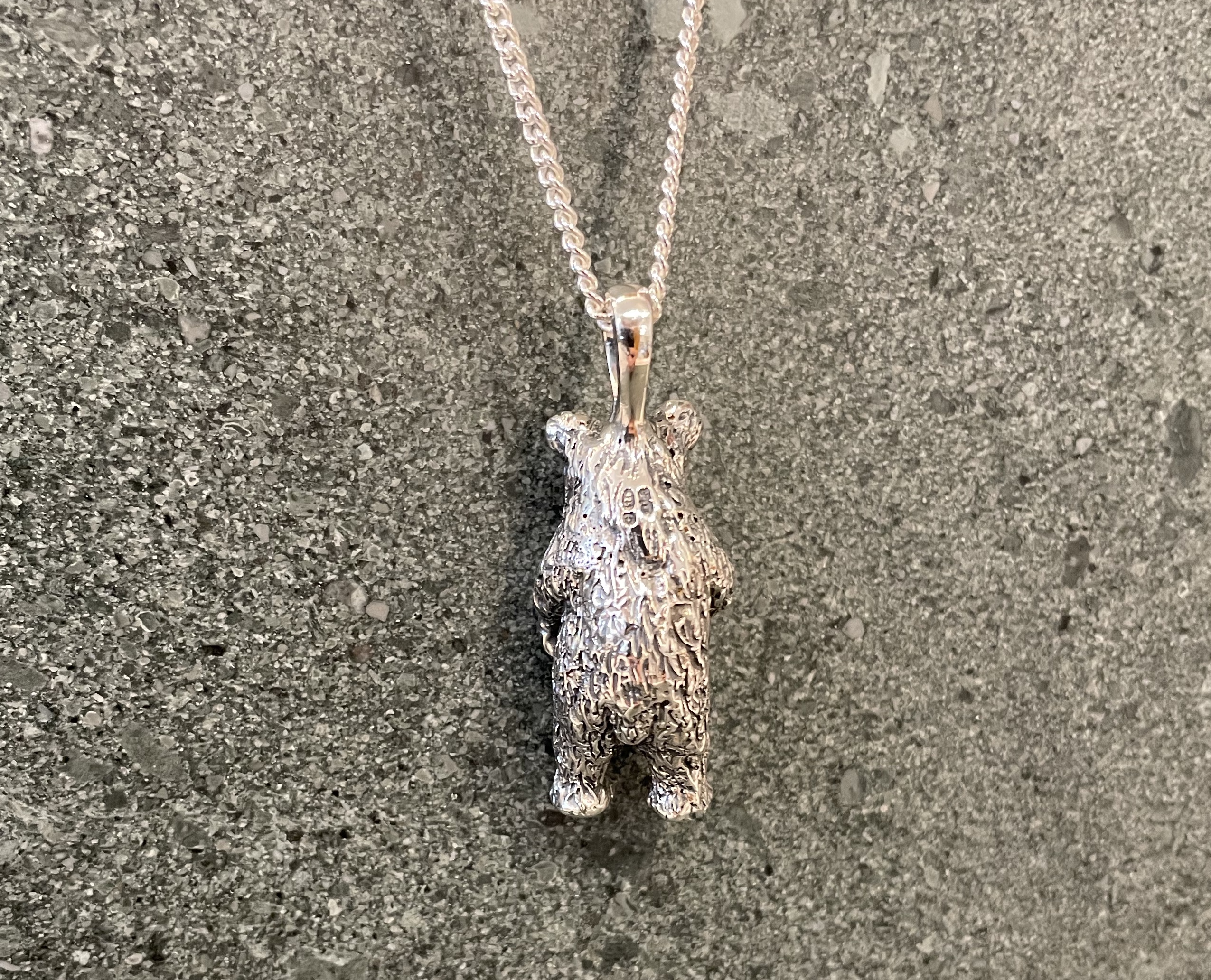 Handmade Solid Silver, Grizzly Bear Necklace - Image 3