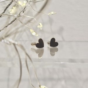 Brass Geometric  Stud Earrings, Hearts, Handmade
