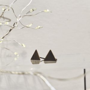 Brass Geometric Stud Earrings, Triangles, Handmade