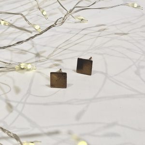Brass Geometric Stud Earrings, Squares, Handmade