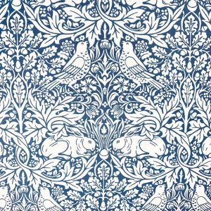 Lampshade, Rabbits and Birds in Foliage, Dark Blue Background