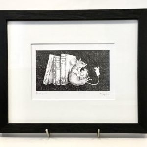 Framed, Limited Edition Print of a Mouse Reading to a Puppet