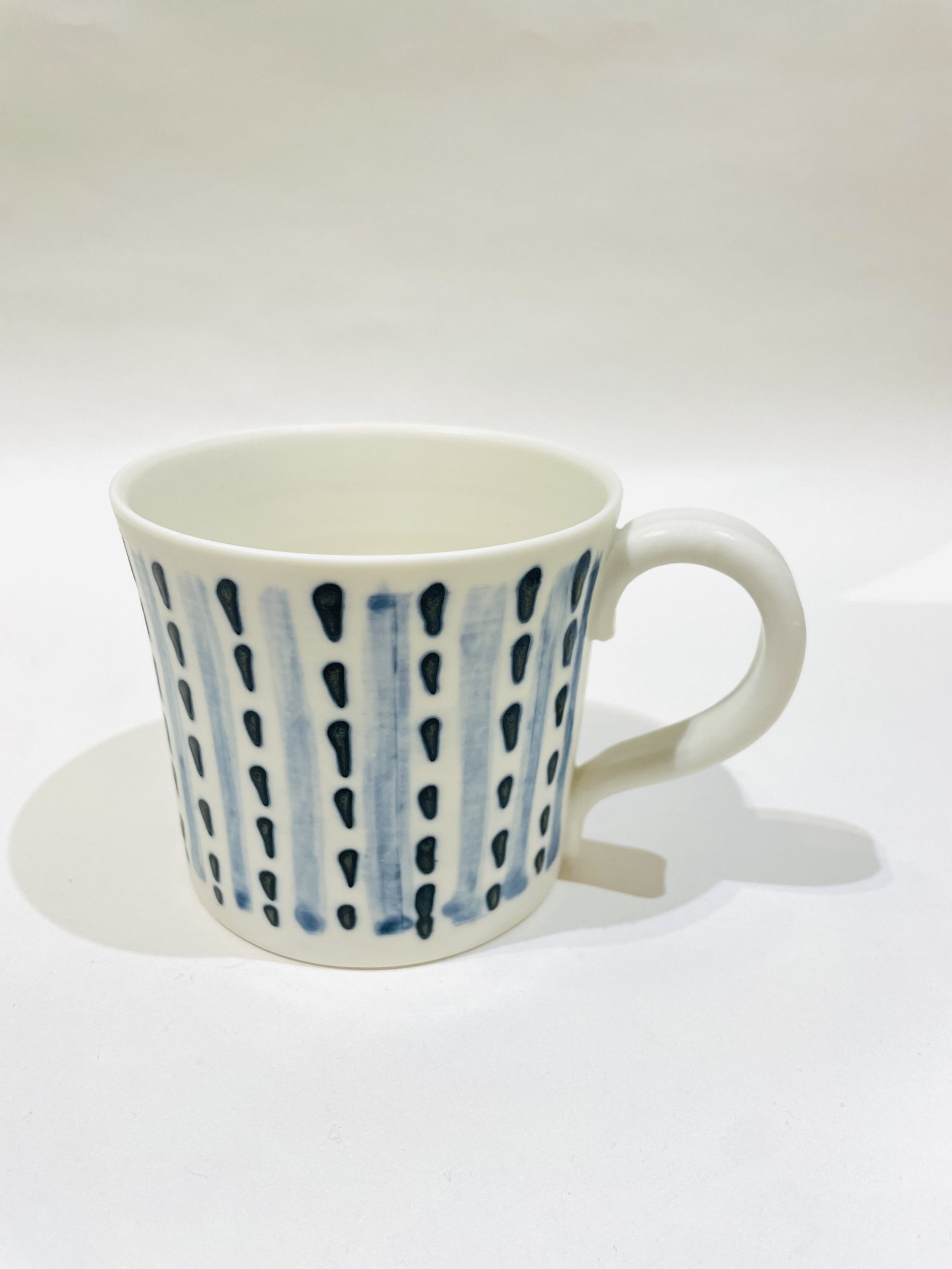 Beautiful Porcelain Mug, with Light Blue and Black Design