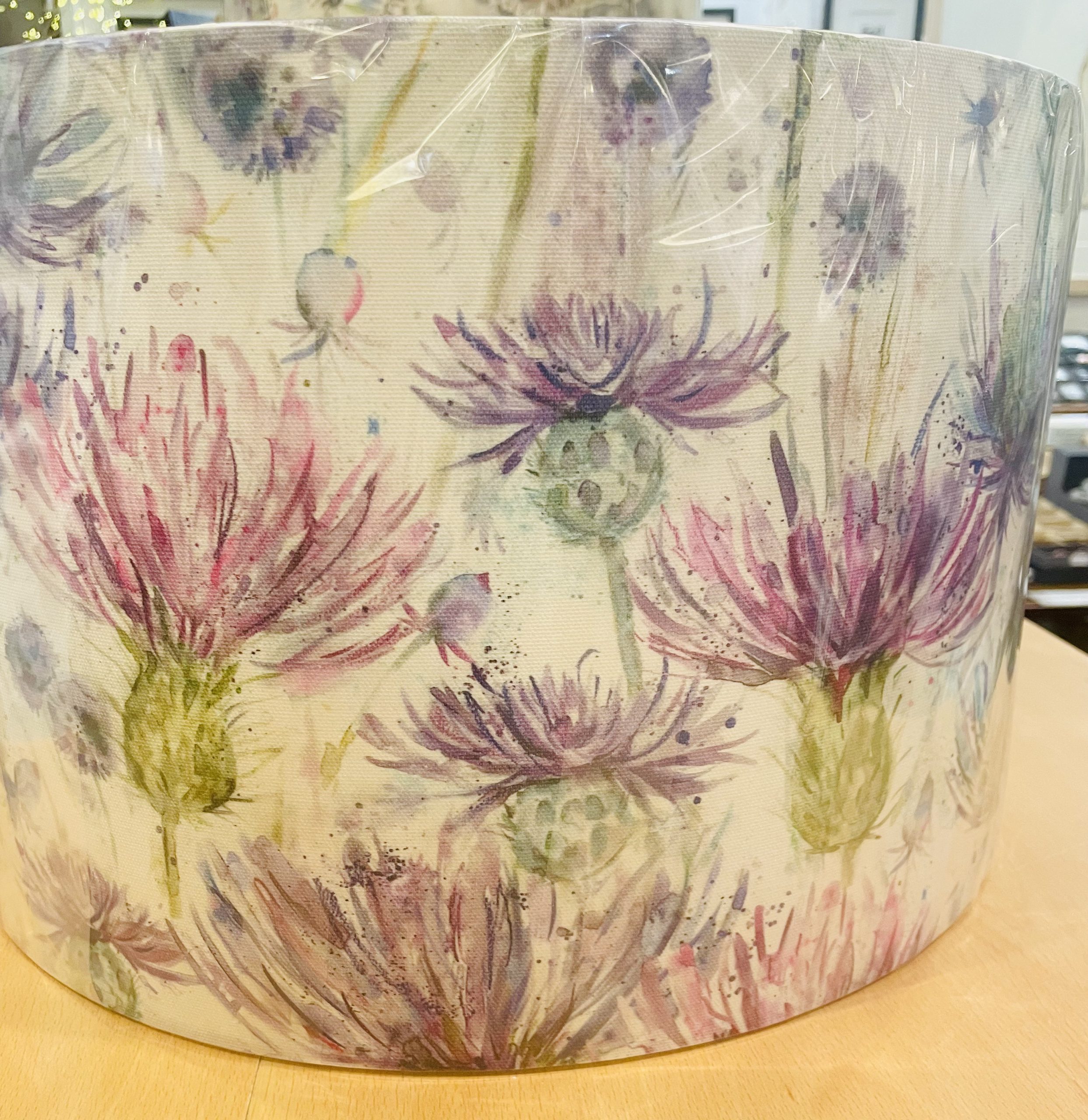 Lampshade, Watercolour Thistle Design - Image 2