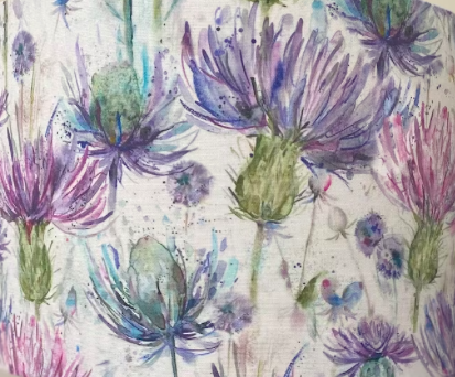Lampshade, Watercolour Thistle Design