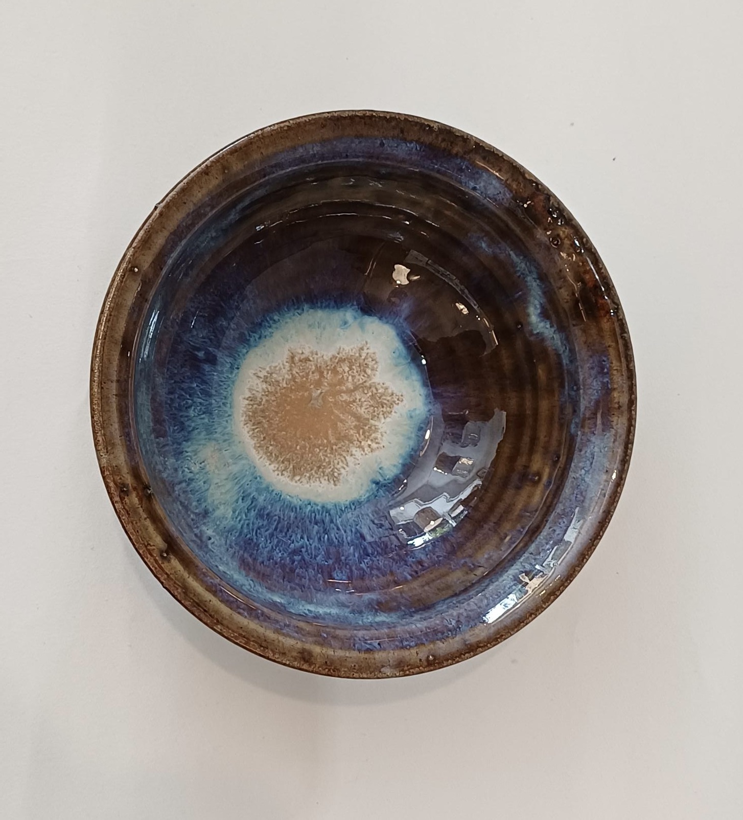 Handmade Cereal/Dessert Bowl, in Shades of Blue and Brown - Image 2