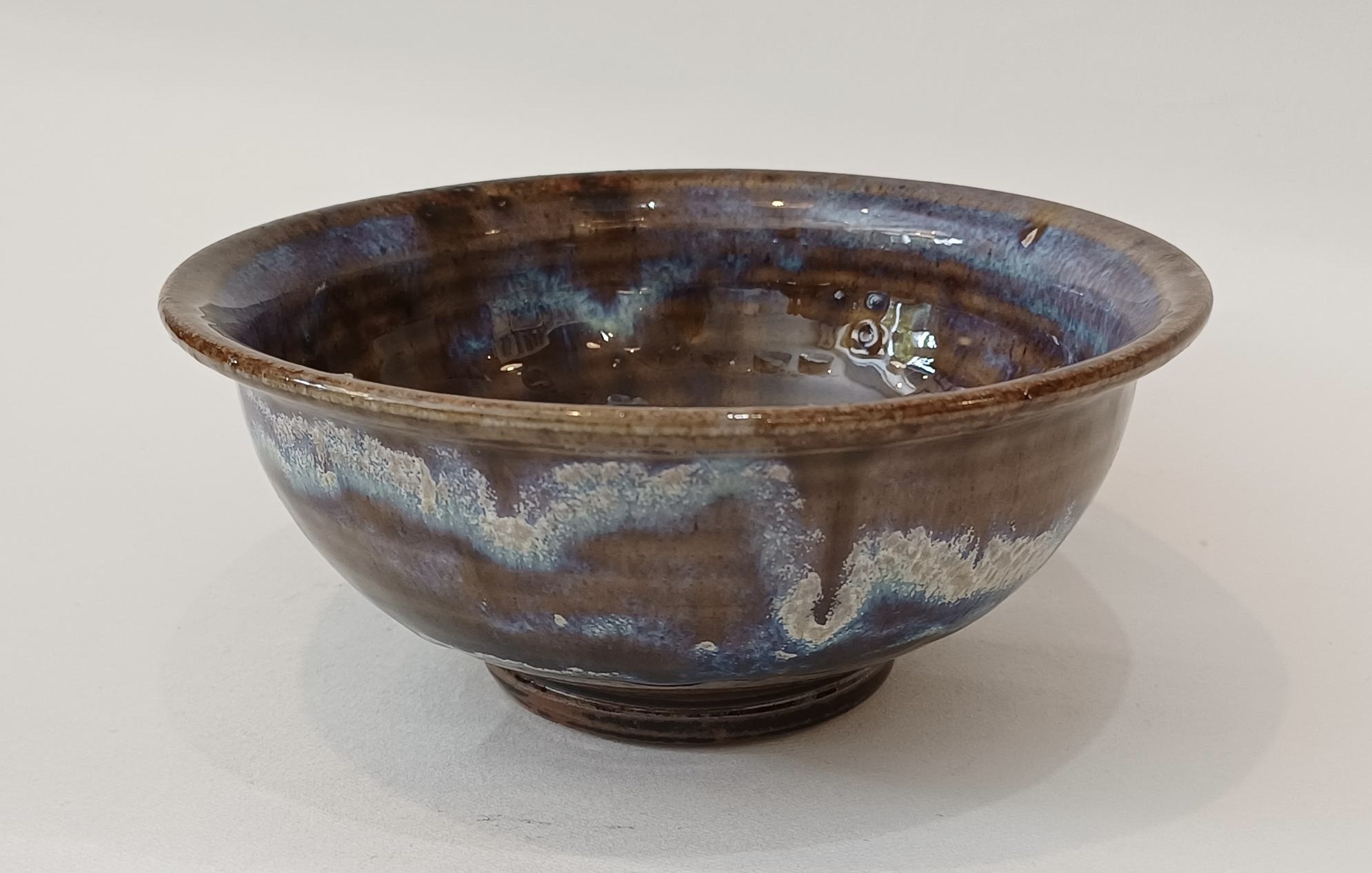 Handmade Cereal/Dessert Bowl, in Shades of Blue and Brown