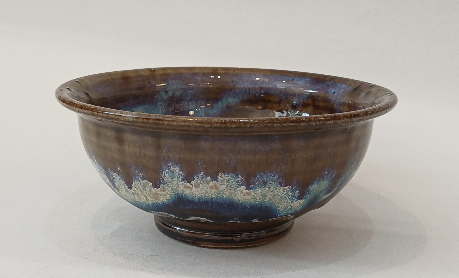 Handmade Cereal/Dessert Bowl, in Shades of Blue and Brown - Image 3