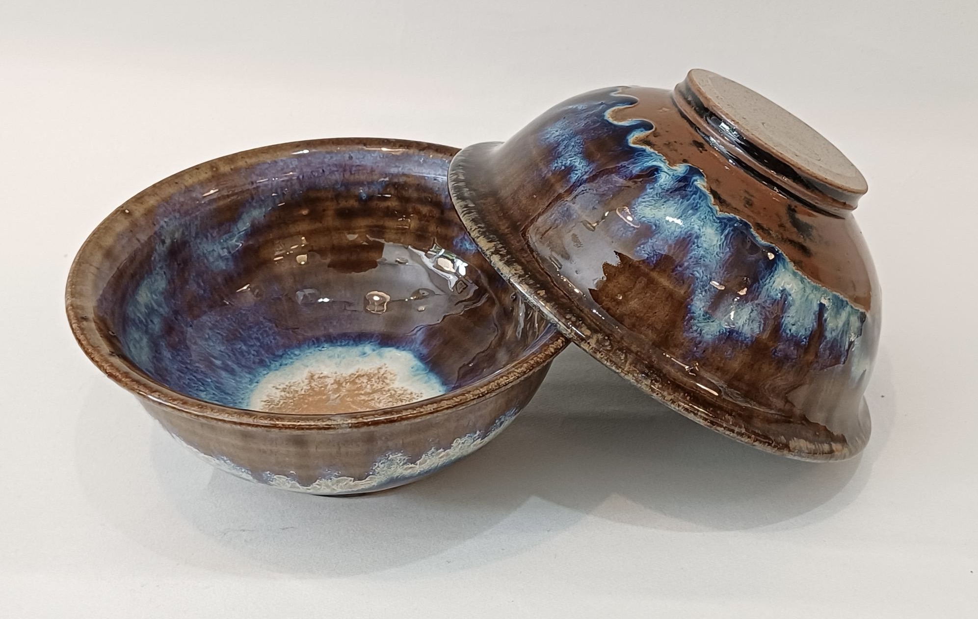 Handmade Cereal/Dessert Bowl, in Shades of Blue and Brown - Image 4