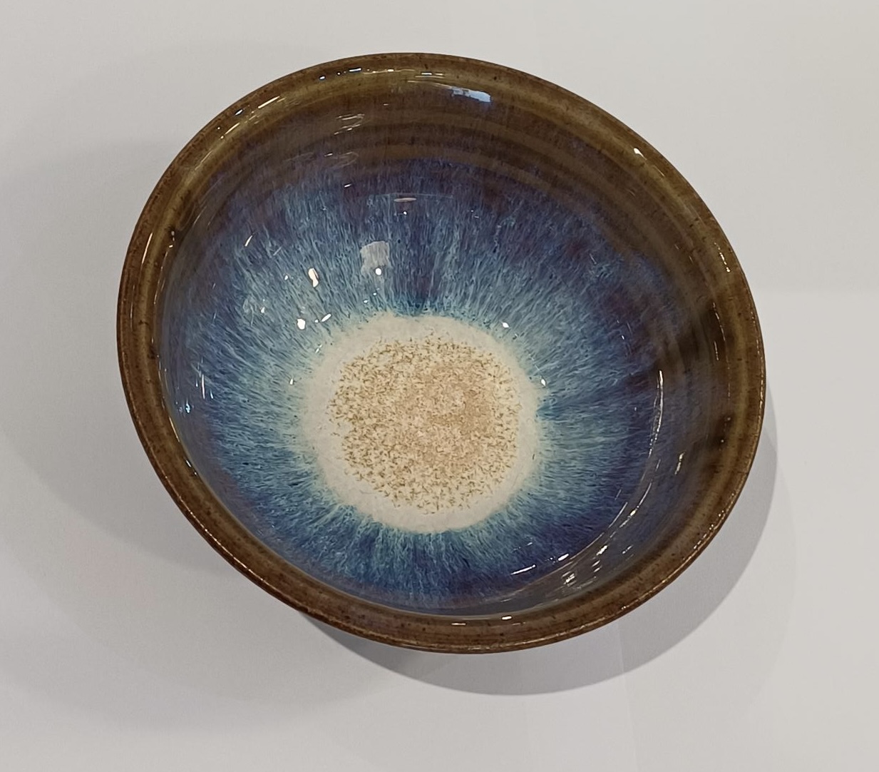 Handmade Cereal/Dessert Bowl, in Shades of Blue and Brown - Image 2