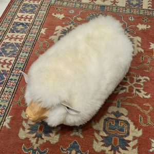 'Hugo', Hand Carved Sheep Footstool, White Fleece
