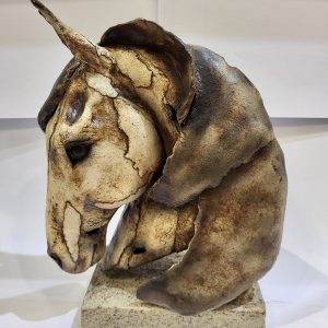 Horse's Head, Stoneware Ceramic, Large with Plinth