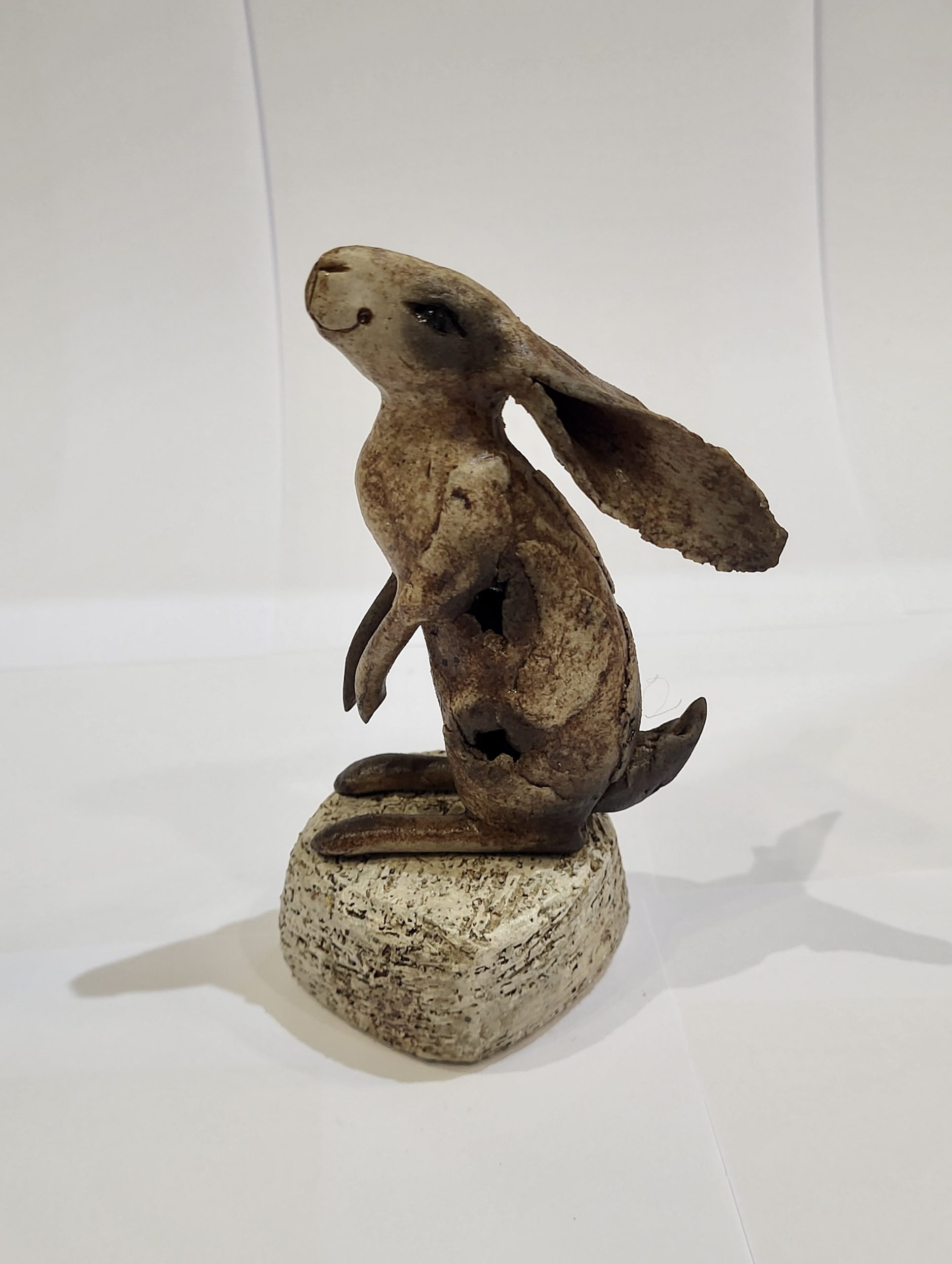Miniature Hare on Plinth - Moongazing, Stoneware Ceramic - Image 2