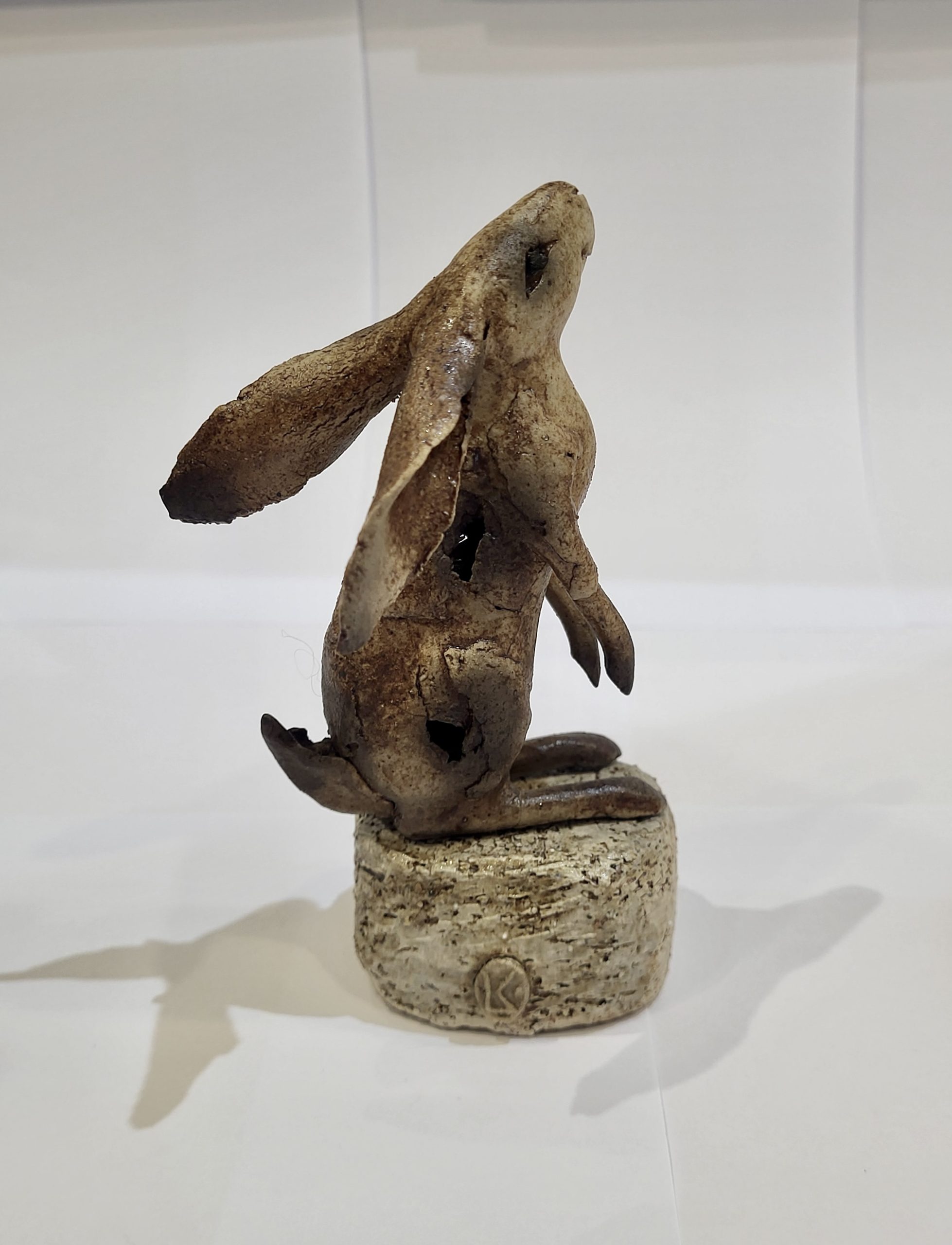 Miniature Hare on Plinth - Moongazing, Stoneware Ceramic