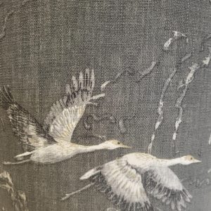 Lampshade, Watercolour Crane Design in Grey