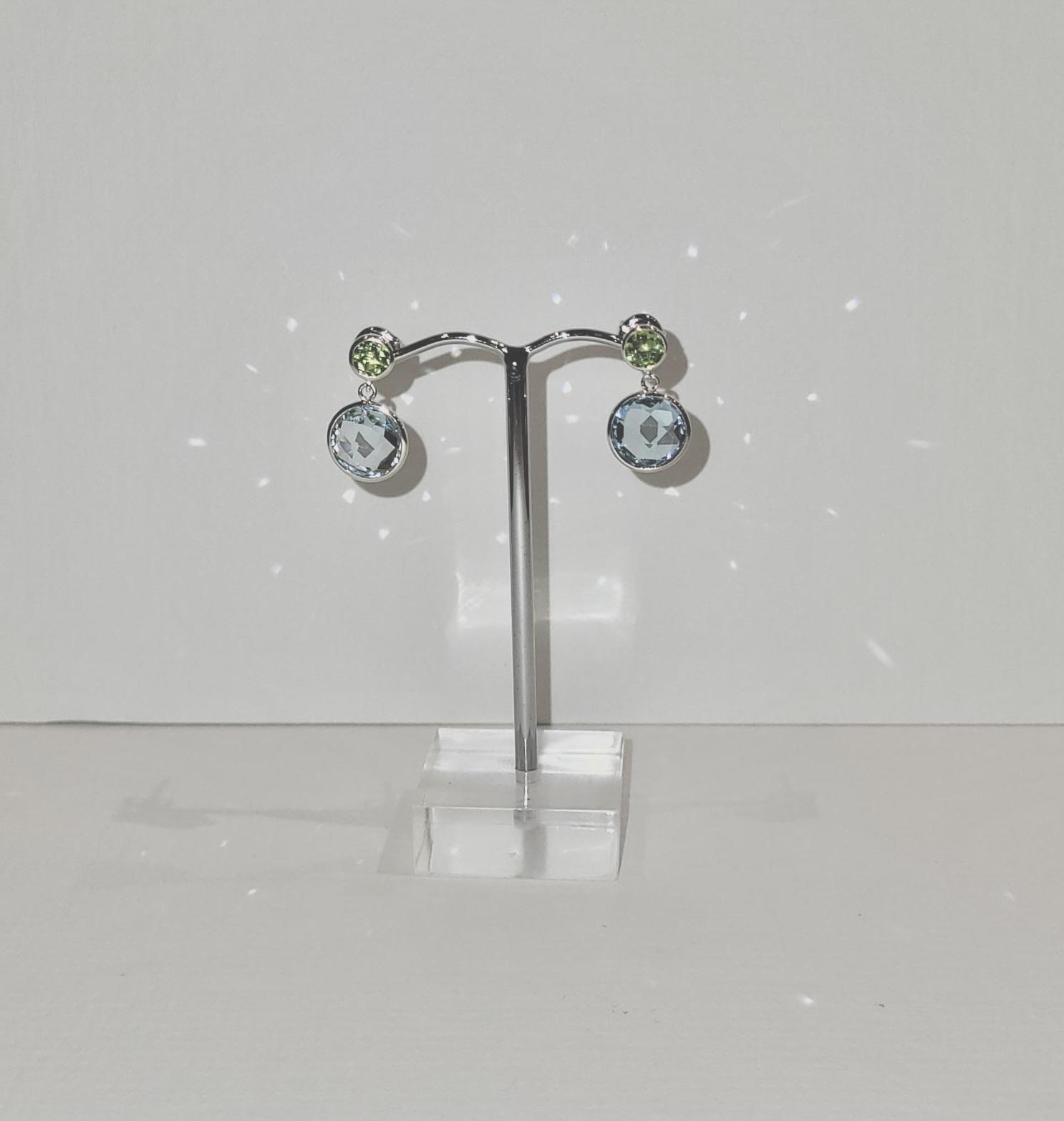 Blue Topaz and Peridot Stud Dangle Earrings