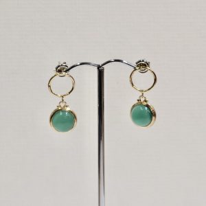 Circle Drop Green Onyx Earrings