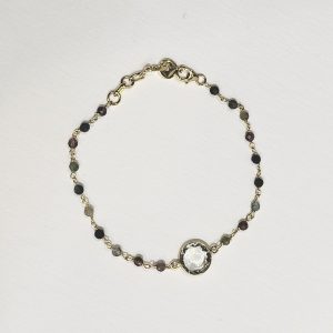 Beaded Green Amethyst Pendant Bracelet