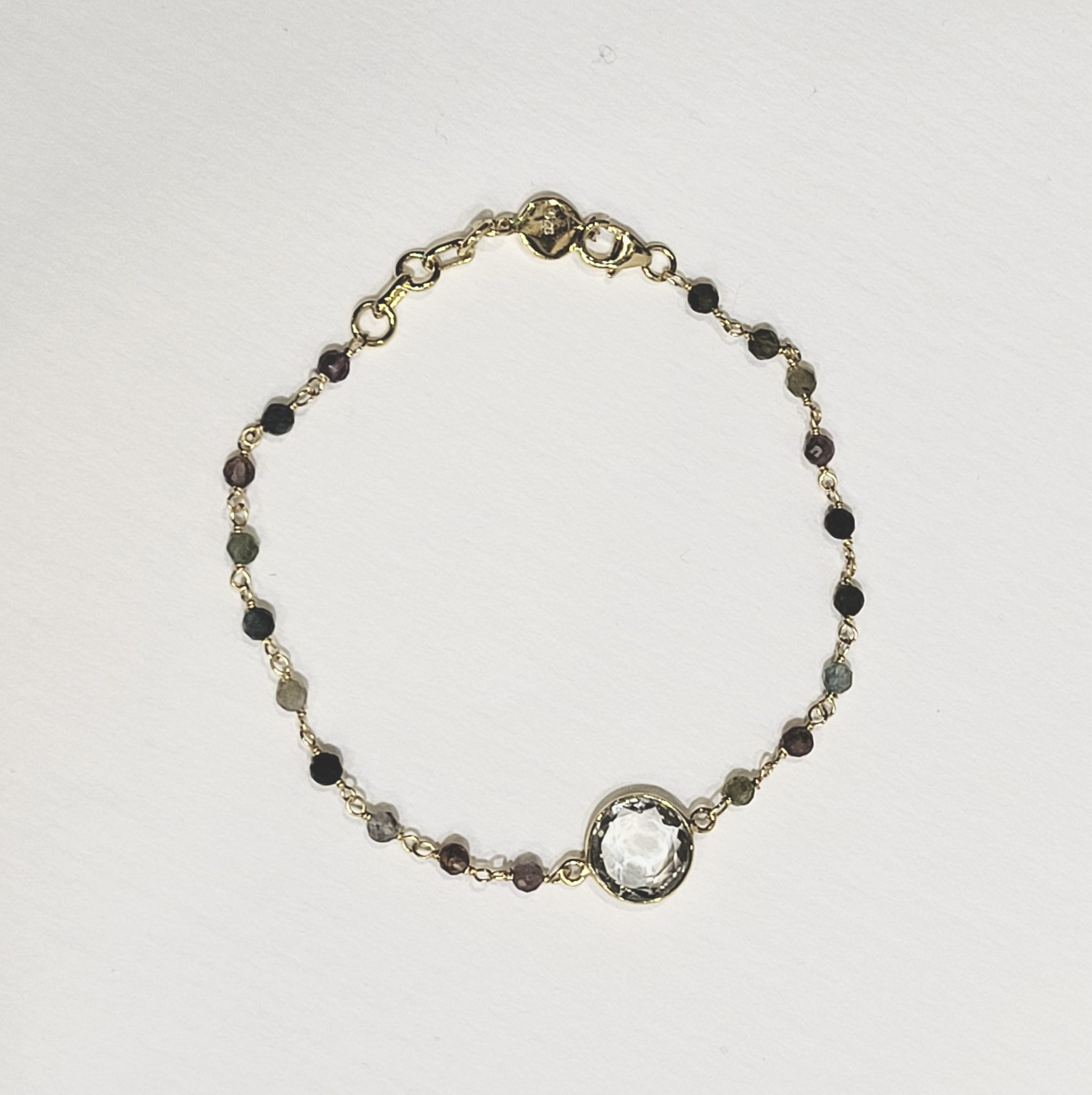 Beaded Green Amethyst Pendant Bracelet