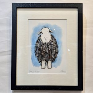 Blue Herdwick Sheep Illustration, Limited Edition Print, Black Frame