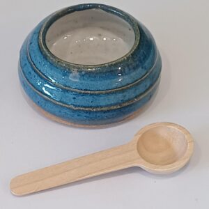 Handmade Stoneware Light Blue Glazed Salt Pot