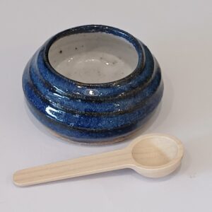 Handmade Stoneware Blue Glazed Salt Pot
