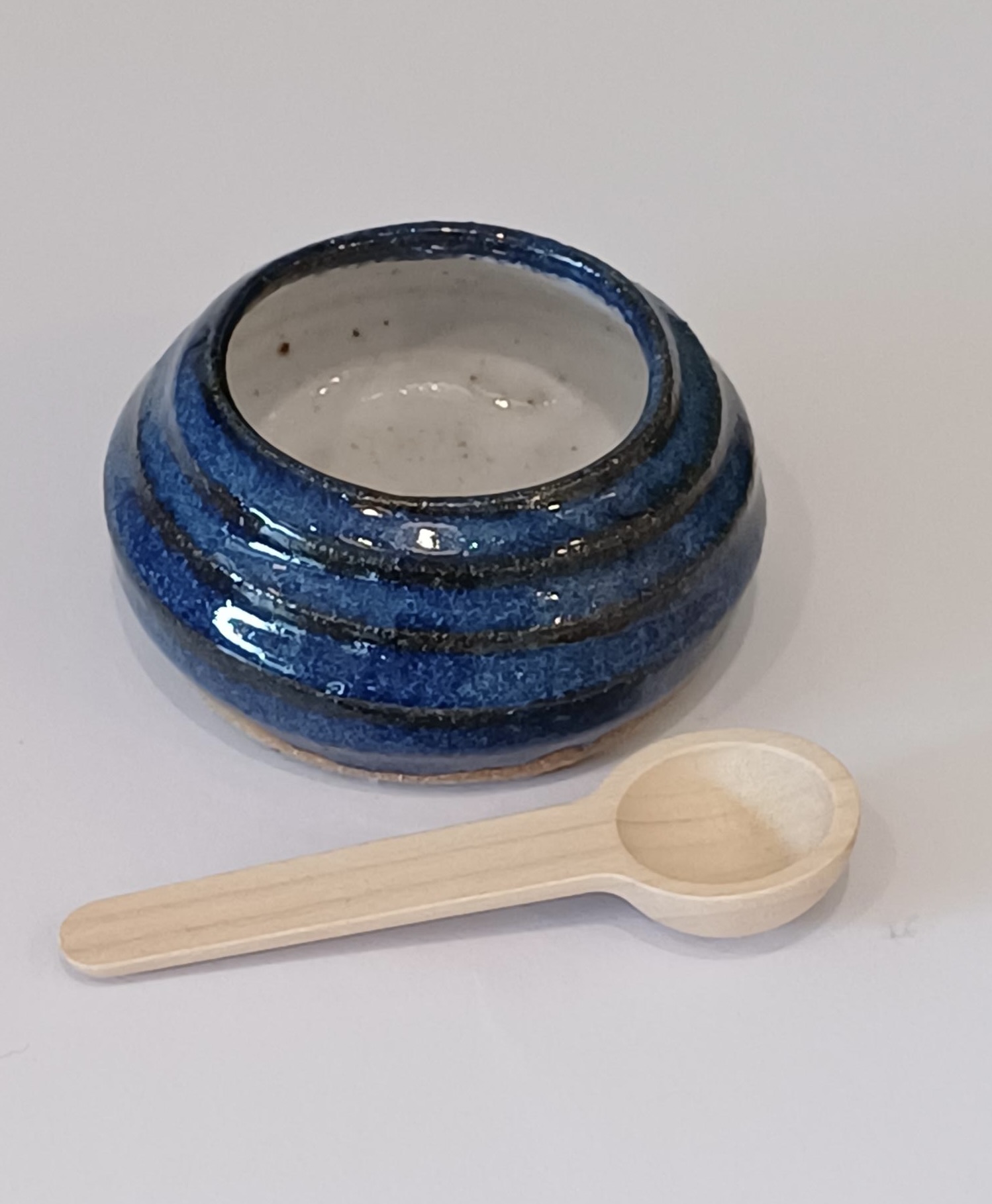 Handmade Stoneware Blue Glazed Salt Pot