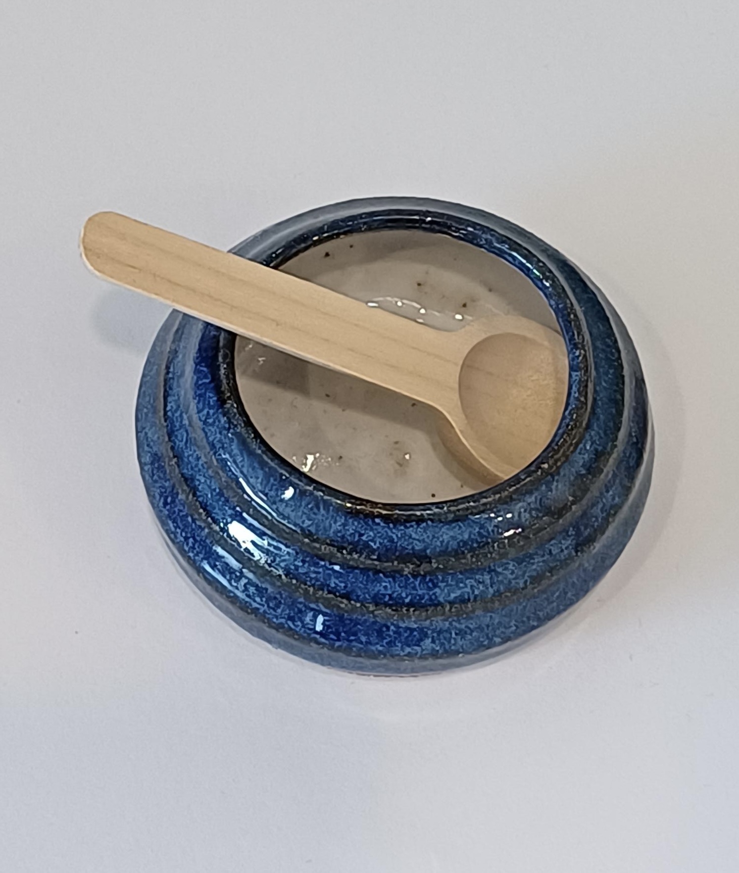 Handmade Stoneware Blue Glazed Salt Pot - Image 2
