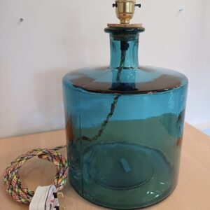 Recycled Glass Lamp, Flat Top in Turquoise