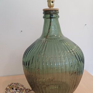 Recycled Glass - Round Lamp, Decorative Ridged Effect in Green